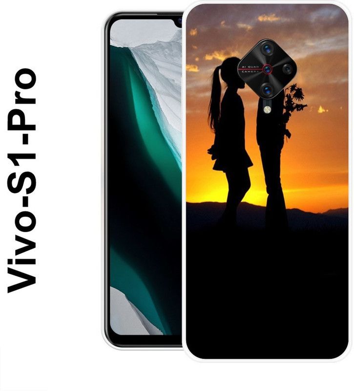 REALKING Back Cover for Vivo S1 Pro  (Orange, Black, Silicon)
