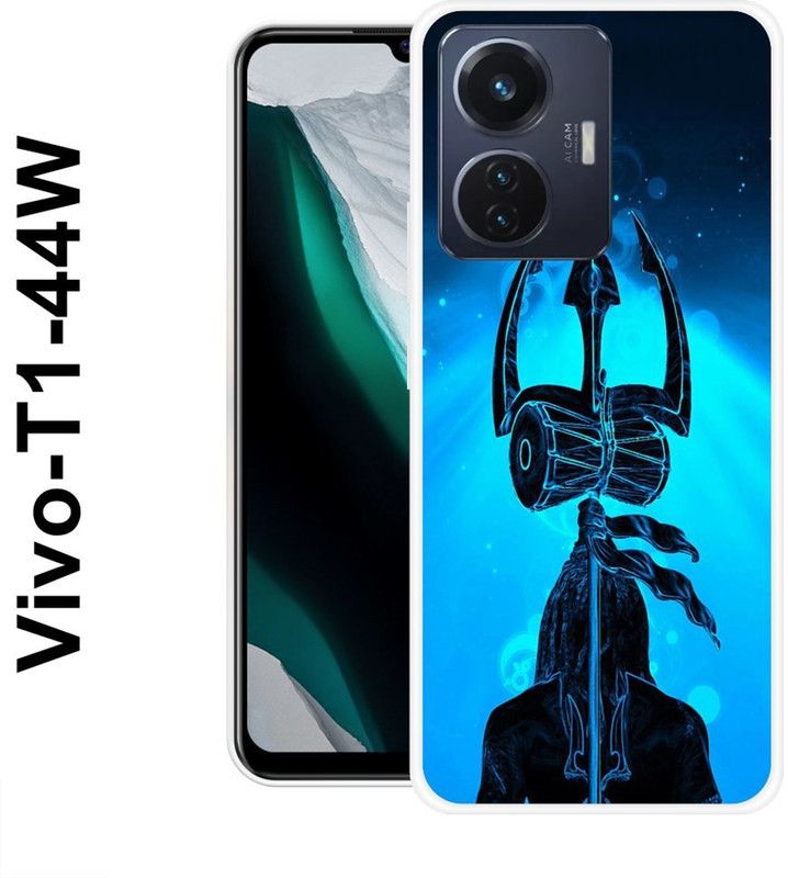 SHIVKUDI Back Cover for Vivo T1 44W  (Blue, Black, Silicon)