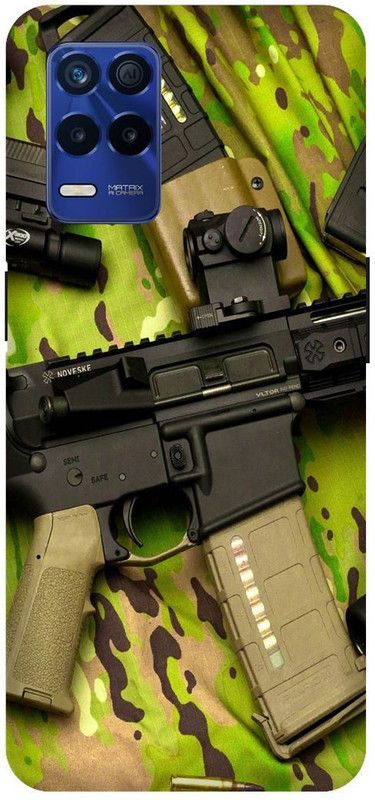 Bluvver Back Cover for Realme 8s 5G , RMX3381, Printed Army Pistol Gun Weapon Back Cover  (Multicolor, Hard Case, Pack of: 1)