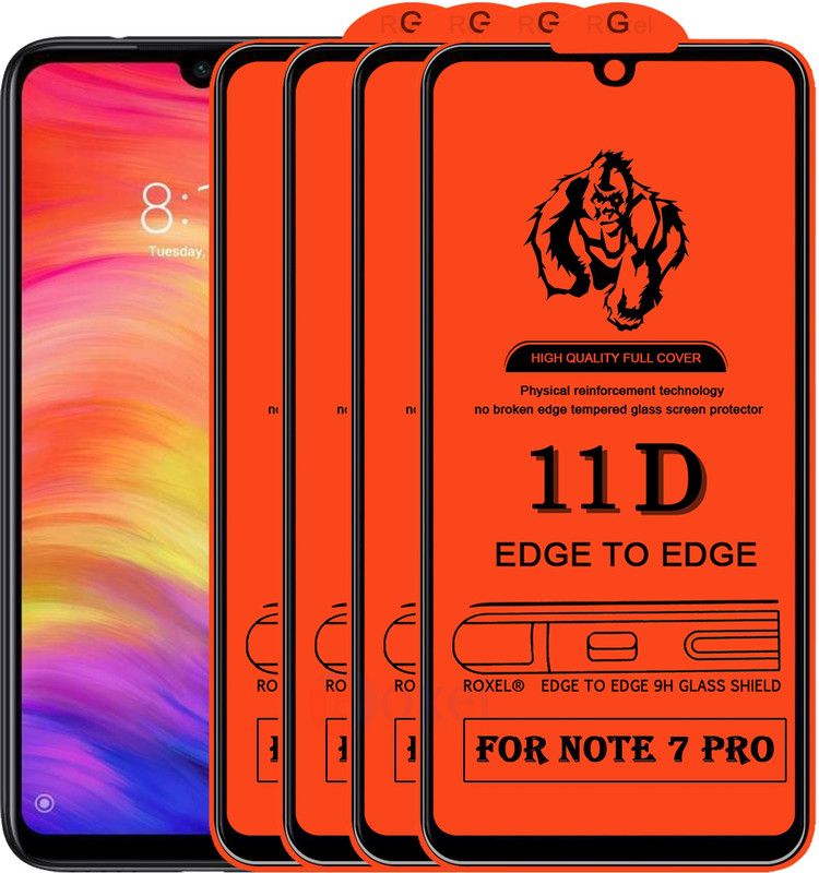 Roxel Edge To Edge Tempered Glass for Redmi Note 7 Pro  (Pack of 4)