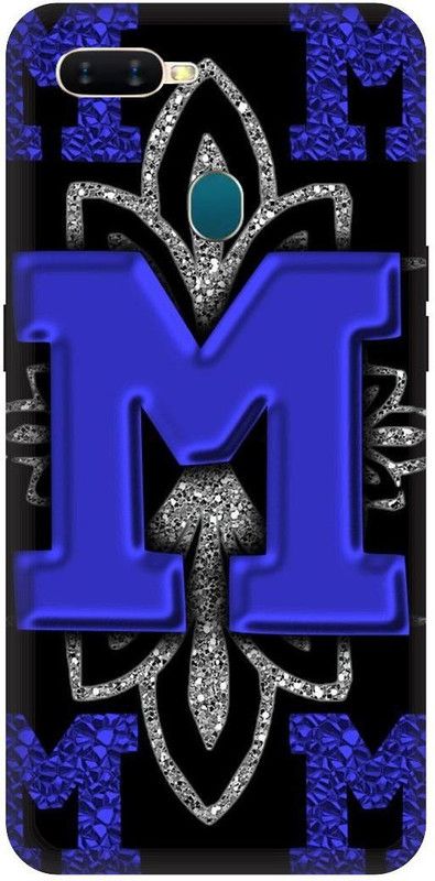 3D U PRINT Back Cover for OPPO A7 ,CPH1901 , M letter,M name M word  (Blue, Waterproof, Pack of: 1)