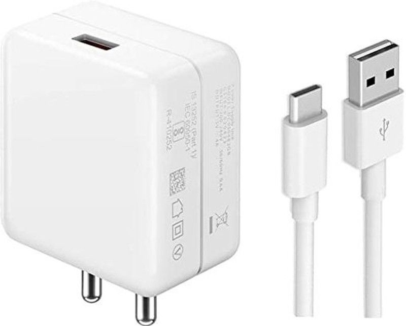 Bxeno 30 W NA 5 A Mobile 5V/4A 30W VOOC Fast Type C Charger Adapter with Fast Cable Compatible for Realme Charger with Detachable Cable  (White, Cable Included)