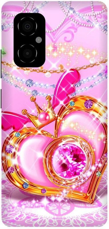 play fast Back Cover for POCO M4 5G, MZB0BRWIN, PINK, DIAMOND, HEART, LOVE  (Black, Hard Case, Pack of: 1)