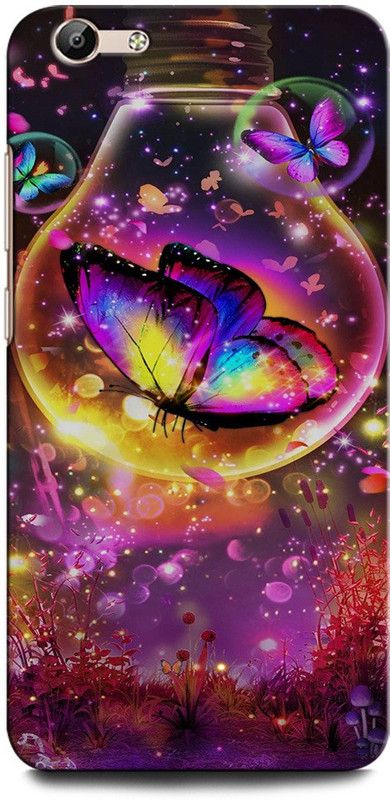 GRAFIQE Back Cover for Vivo Y66/ Vivo Y67 1609 BUTTERFLY, BULB, BLUE BURRERFLY, GLITTER  (Multicolor, Shock Proof, Pack of: 1)