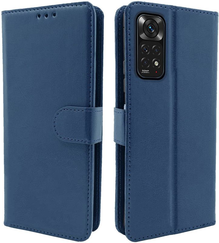 Zybux Flip Cover for Mi Redmi Note 11 4G, Shockproof Wallet Style Leather Flip Case for Mi Redmi Note 11 4G  (Blue, Dual Protection)