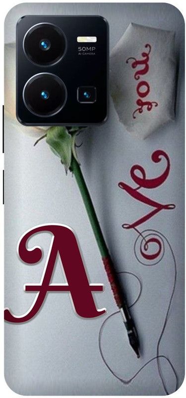 FRONK Back Cover for vivo Y22, V2207, A, NAME, LETTER, ALPHABET, LOVE  (Silver, Hard Case, Pack of: 1)