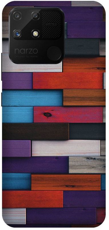 itrusto Back Cover for realme Narzo 50A , realme Narzo 50A Wooden Blocks BACK COVER  (Multicolor, Pack of: 1)