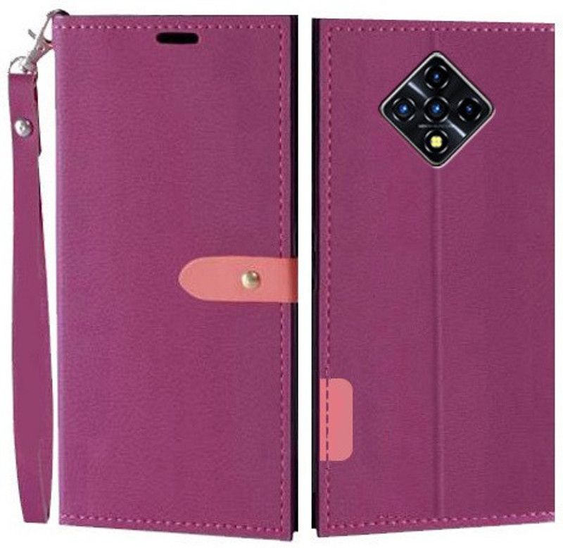 Krofty Flip Cover for Infinix Zero 8i  (Pink, Cases with Holder, Pack of: 1)