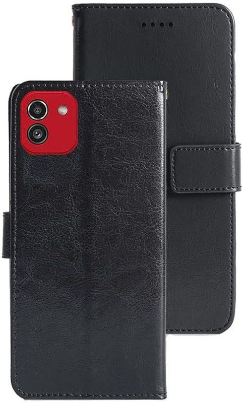 RGSG Book Cover for SAMSUNG GALAXY A03  (Black, Pack of: 1)