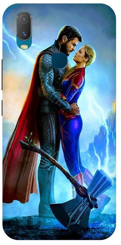 THE NARAYANA COLLECTIONS Back Cover for VIVO Y15-1901-THOR,CAPTAIN,MARVEL,COUPLE,LOVE  (Multicolor, Hard Case, Pack of: 1)