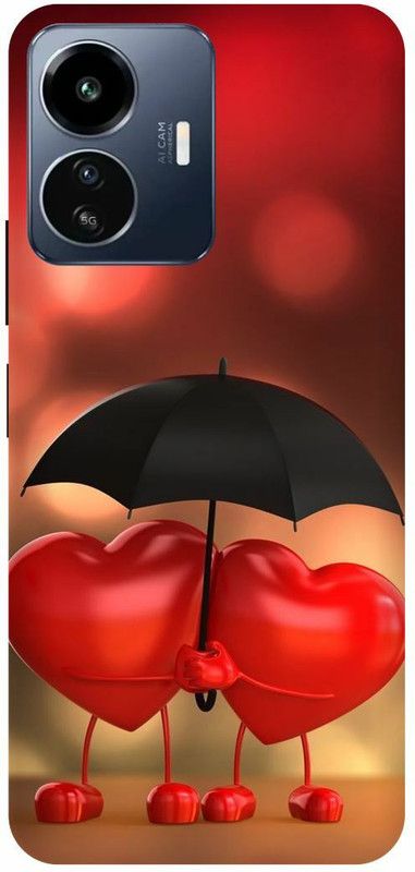 FRONK Back Cover for IQOO Z6 Lite 5G, I2208, HEART, UMBRELLA, LOVE, COUPLE  (Red, Hard Case, Pack of: 1)