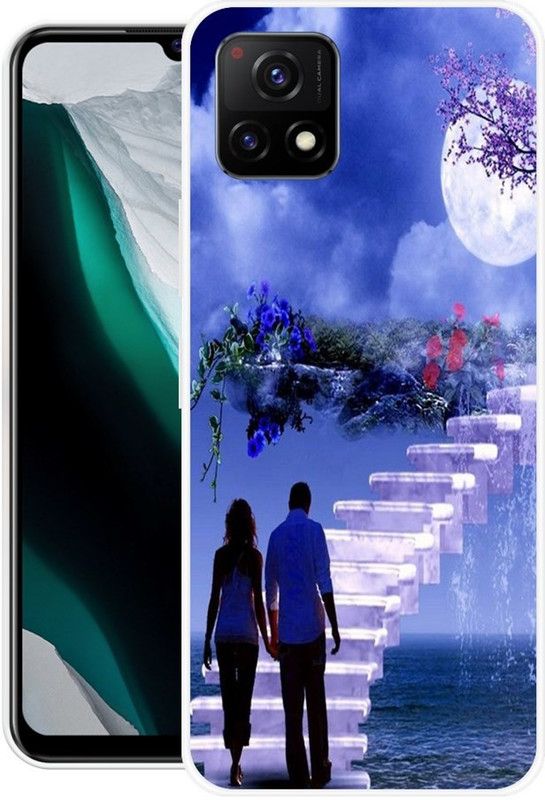PictoWorld Back Cover for Vivo Y72 5G  (Blue, Grip Case, Silicon, Pack of: 1)