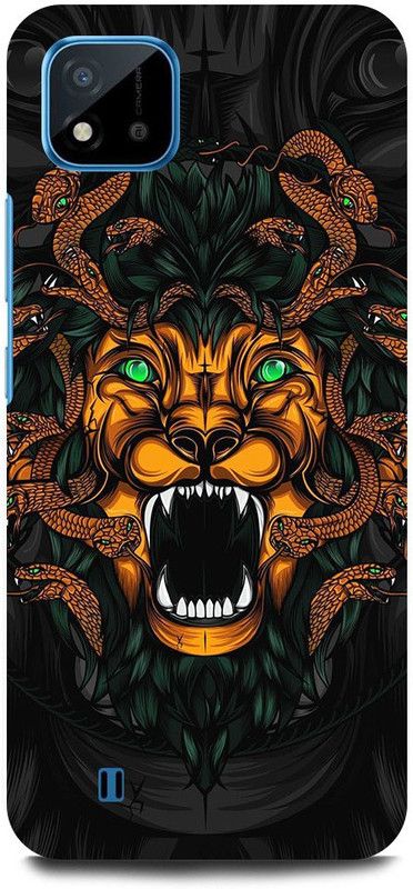 FRONK Back Cover for Realme C20, RMX3063, LION, MEDUSA, ANGRY, LION  (Yellow, Hard Case, Pack of: 1)