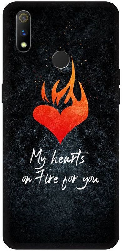 URCHIN Back Cover for Realme 3 my heart fire for you, Love, Sweet Couple, Cut Kids, Girl, boy, Together  (Multicolor, Shock Proof, Pack of: 1)