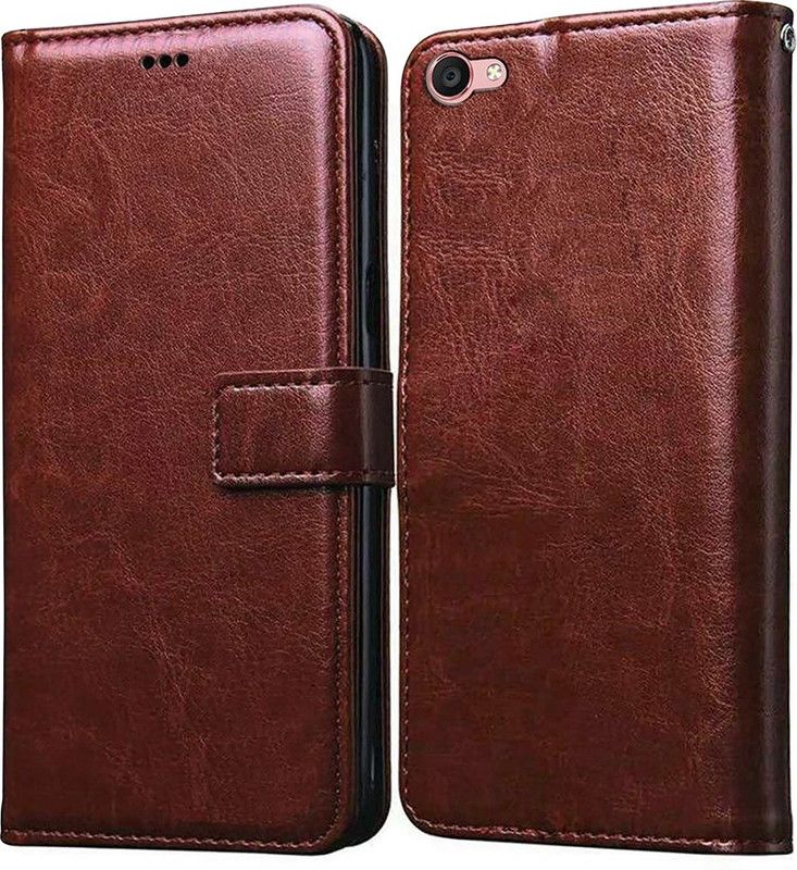 Casotec Flip Cover for Vivo Y55 Leather Flip Cover  (Brown, Pack of: 1)