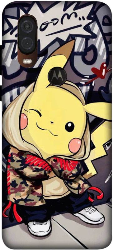 NDCOM Back Cover for Motorola One Vision Pokemon Graffiti Printed  (Multicolor, Hard Case, Pack of: 1)