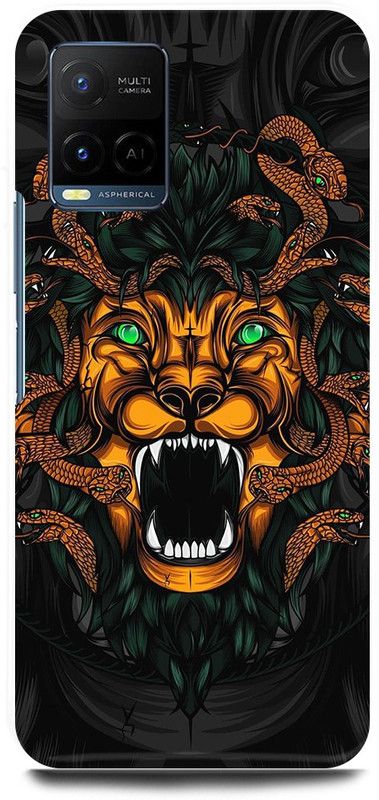 play fast Back Cover for Vivo Y33s, V2109 LION, MEDUSA, ANGRY, LION  (Yellow, Hard Case, Pack of: 1)