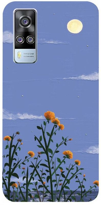 Golden Mask Back Cover for Vivo Y51A Blue sky and Yellow flower  (Multicolor, Waterproof, Silicon, Pack of: 1)