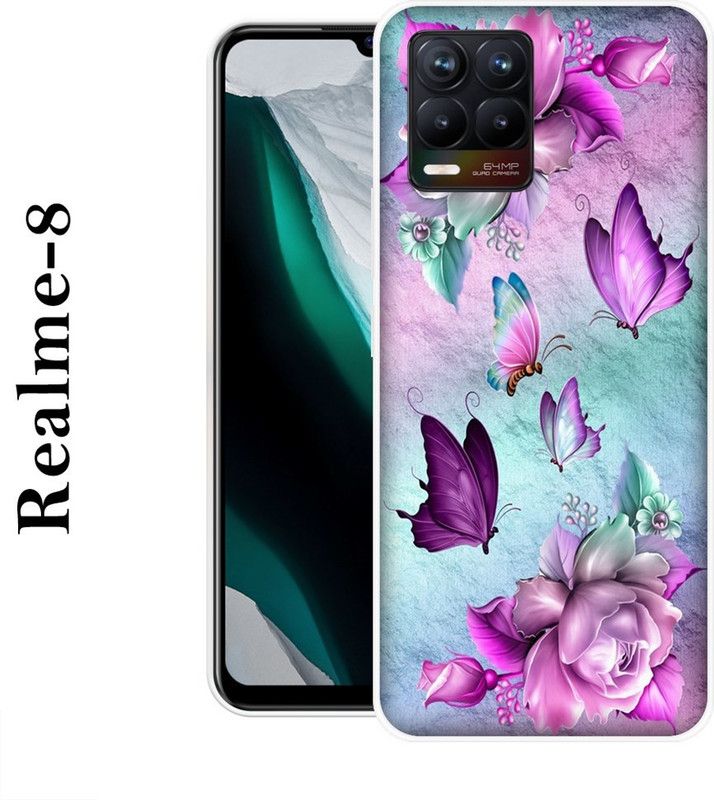 REDFLY Back Cover for Realme 8  (Purple, Blue, Silicon)
