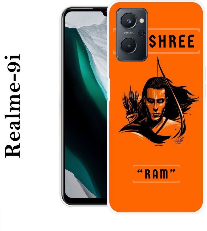 KUDI Back Cover for Realme 9i  (Orange, Black, Grip Case, Silicon)