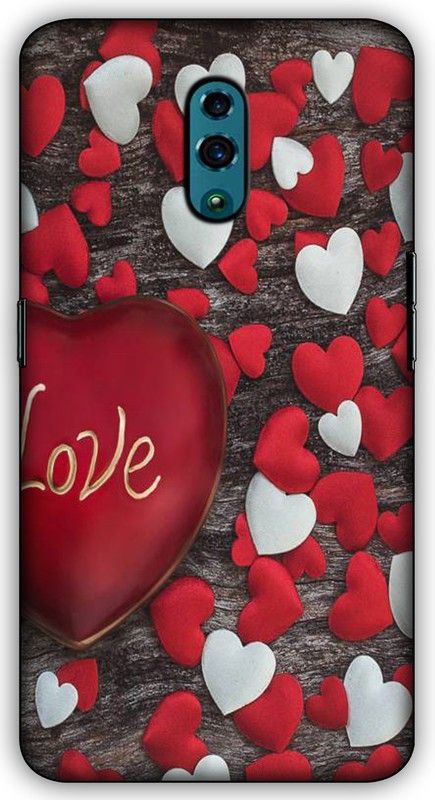 artocus Back Cover for OPPO Reno, OPPO Reno Red white hearts Printed Back Cover  (Multicolor, Hard Case, Pack of: 1)