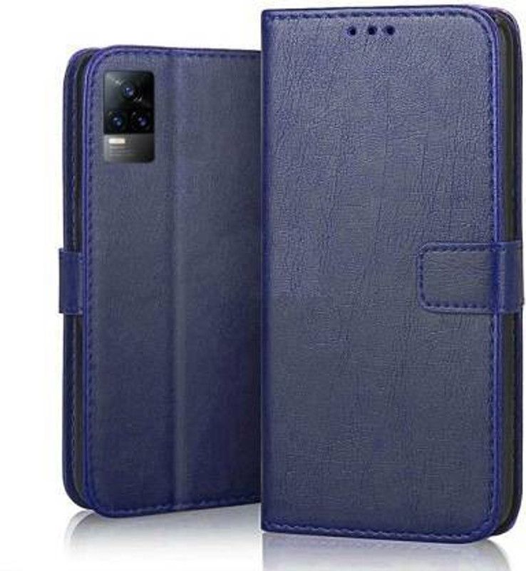 Luxury Counter Flip Cover for Vivo Y73 5G, Vivo Y73 Premium Quality |Dual Stiched |Complete Protection| Back Cover  (Blue, Magnetic Case, Pack of: 1)