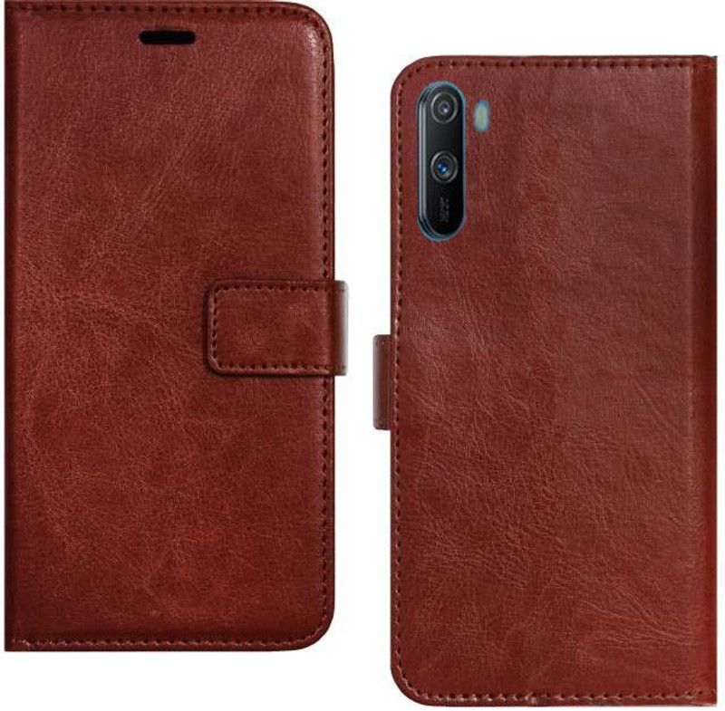 Balacase Flip Cover for Realme C3  (Brown, Dual Protection, Pack of: 1)