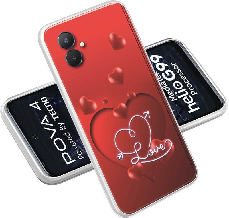 eBoggy Back Cover for Tecno Pova 4  (Red, Silicon, Pack of: 1)