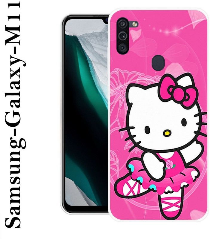 KUDI Back Cover for Samsung Galaxy M11  (Pink, White, Silicon)
