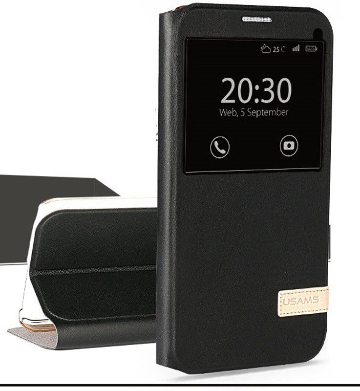 usams Flip Cover for Samsung Galaxy S7 Edge  (Black)