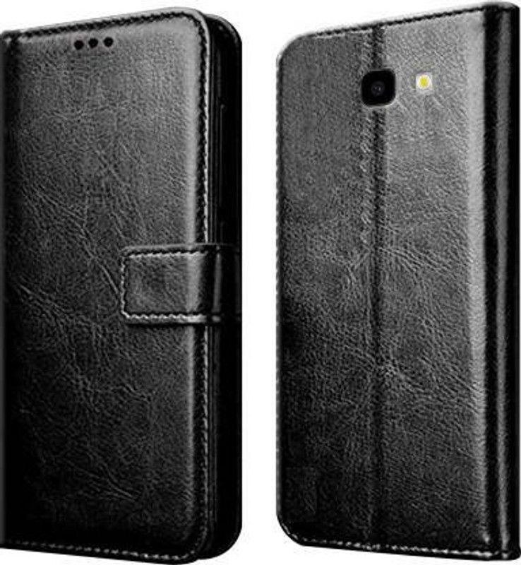 Casely Flip Cover for Samsung Galaxy J4 Plus Flip Cover Leather Magnetic Flip Wallet Case Cover  (Black, Dual Protection, Pack of: 1)
