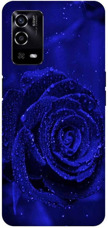 UMPRINT Back Cover for Oppo A55/CPH2325, Blue Rose Flower Printed Back Cover  (Multicolor, Hard Case, Pack of: 1)