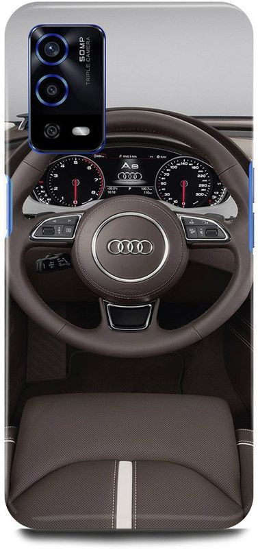FUGGA Back Cover for OPPO A74 5G, AUDI, CAR, LOGO, SIGN, AMBLEM  (Silver, Hard Case)
