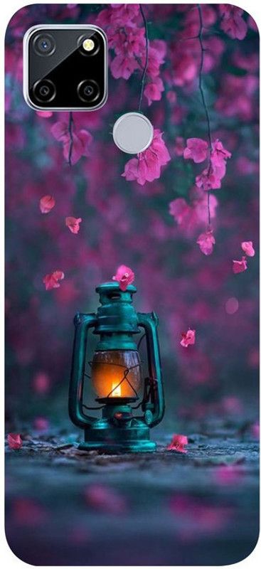 Skyhawk Back Cover for Realme C12 Pink Flower And Lantern  (Multicolor, Waterproof, Silicon, Pack of: 1)
