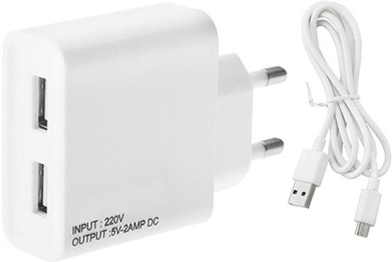 ESN 999 NA 2.4 A Multiport Mobile Op_o A3s Charger with Detachable Cable  (White, Cable Included)