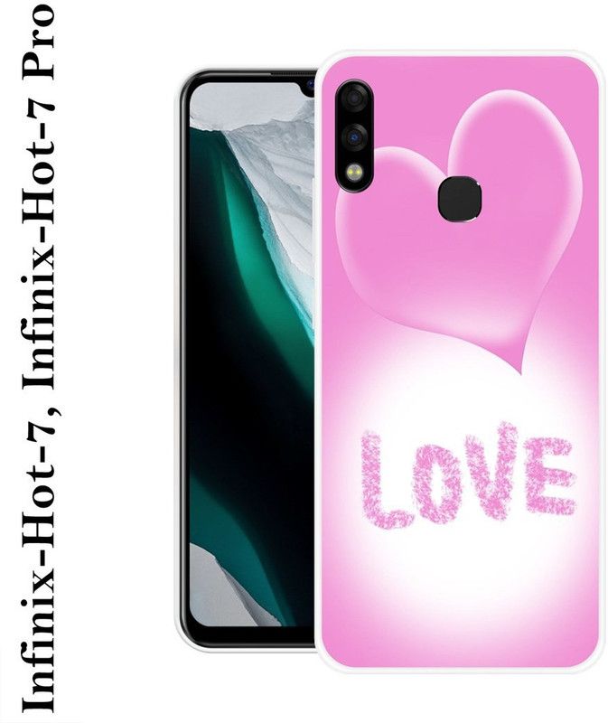 JATLAND Back Cover for Infinix Hot 7  (Pink, White, Silicon)