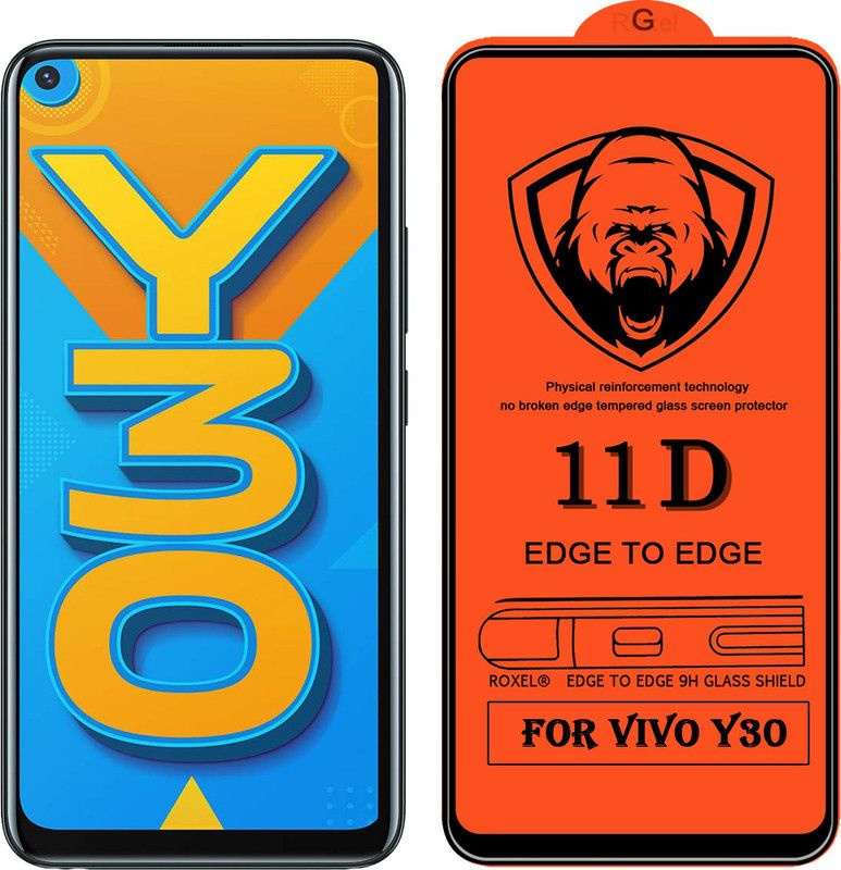 Roxel Edge To Edge Tempered Glass for Vivo Y30  (Pack of 1)