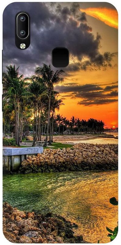 URCHIN Back Cover for Vivo Y93 natural, tropical, trees, sky, beautiful sea, water  (Multicolor, Shock Proof, Pack of: 1)