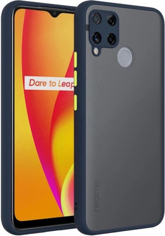ALONZO Back Cover for Realme Narzo 30A, Realme C15  (Blue, Camera Bump Protector)