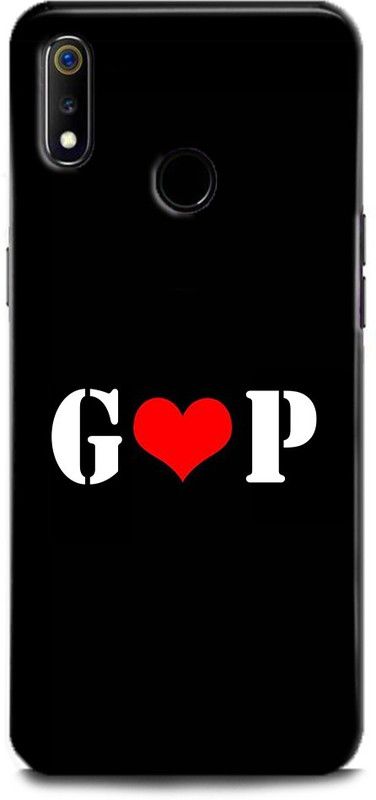 Afterglow Back Cover for Realme 3i G P, G LOVES P, NAME, LETTER, ALPHABET, GP LOVE, HART  (Multicolor, Shock Proof, Pack of: 1)