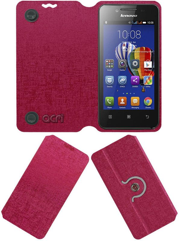 ACM Flip Cover for Lenovo RocStar A319  (Pink, Cases with Holder, Pack of: 1)
