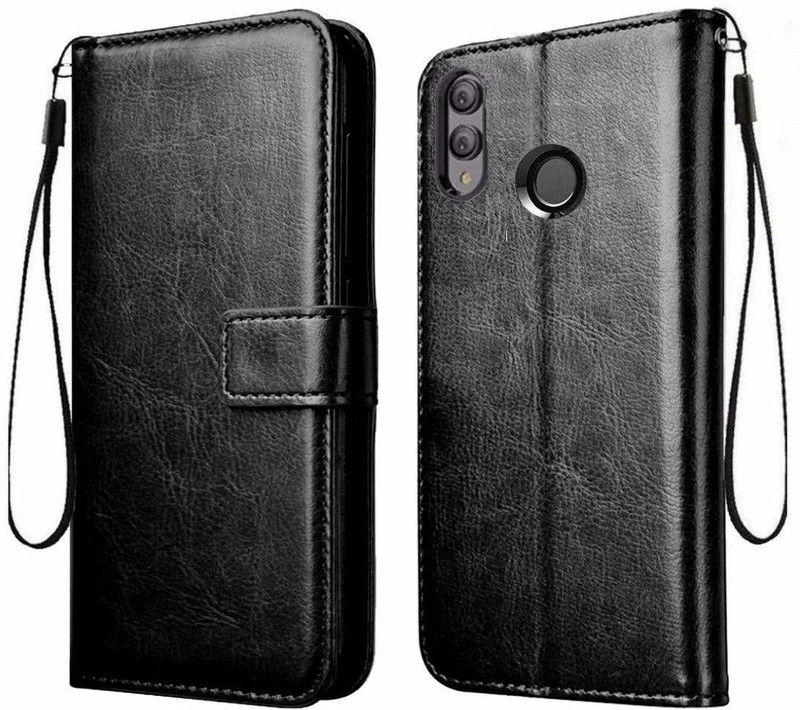 Frazil Flip Cover for Huawei Honor 8C  (Black, Cases with Holder)