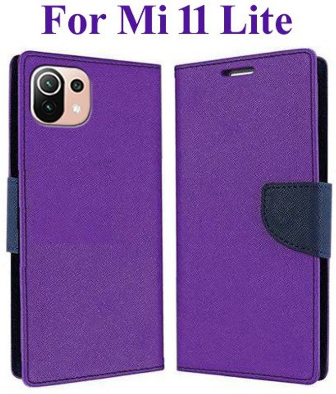Mehsoos Flip Cover for Mi 11 Lite, Mi 11 Lite NE  (Purple, Dual Protection, Pack of: 1)