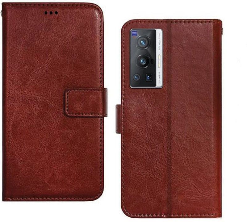ONCRAVES Flip Cover for Vivo X70 (Brown, Cases with Holder)  (Brown, Dual Protection, Pack of: 1)