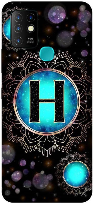FIKORA Back Cover for Infinix Hot 10, X682B, H, NAME, LETTER, ALPHABET  (Blue, Hard Case, Pack of: 1)