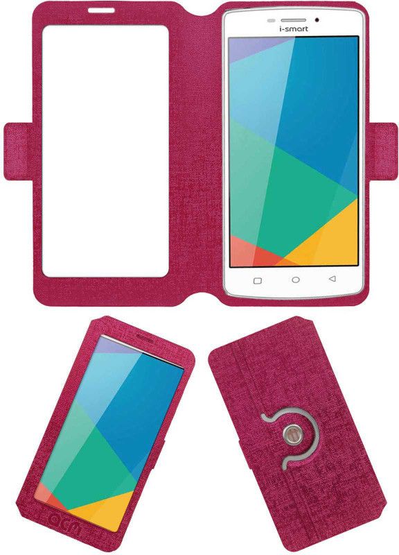 ACM Flip Cover for I-Smart Is 56i Mercury V6  (Pink, Cases with Holder, Pack of: 1)