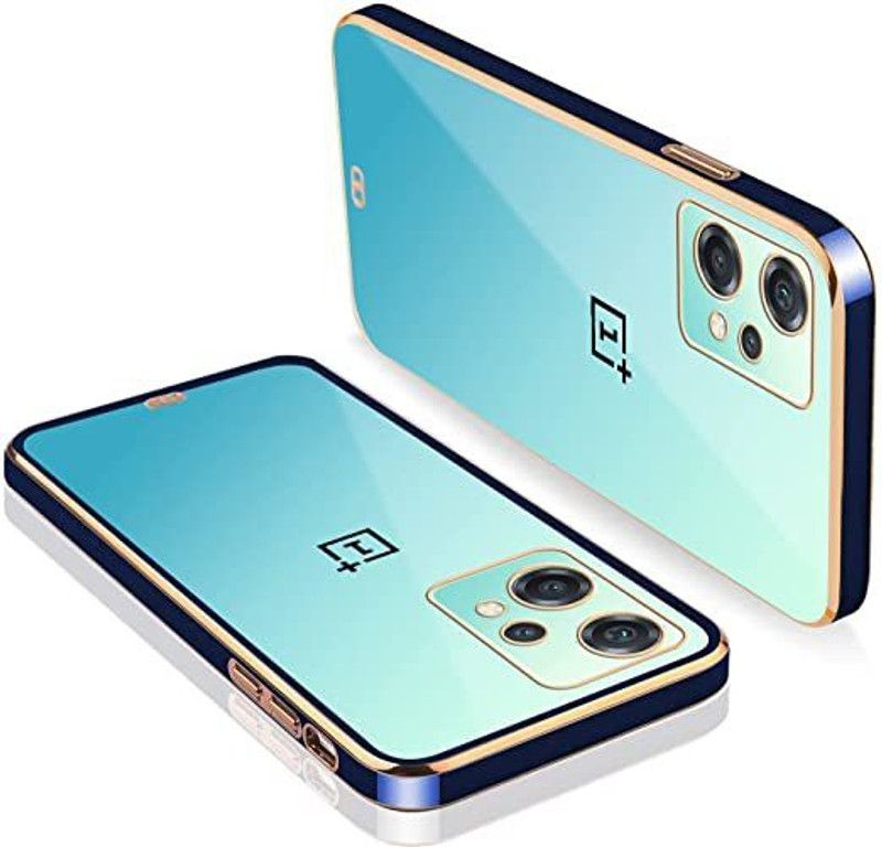 Urban Tech Back Cover for OnePlus 9 Pro 5G |Electroplated Silicon Golden Plating Crystal Clear Case  (Blue, Grip Case, Pack of: 1)