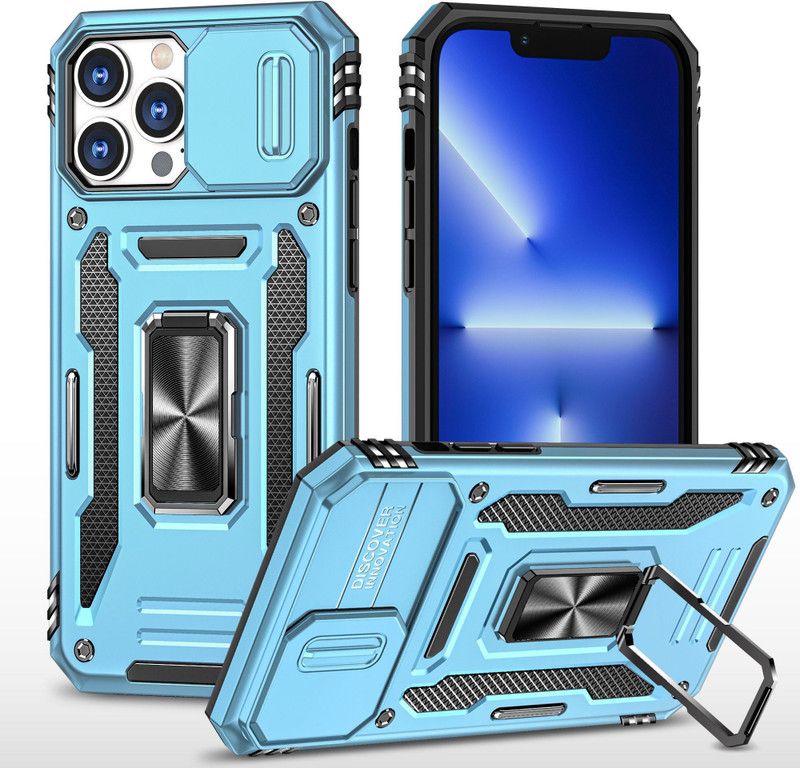 Q Wallet Back Cover for Apple iPhone 13 Pro MAX  (Blue, Dual Protection, Pack of: 1)