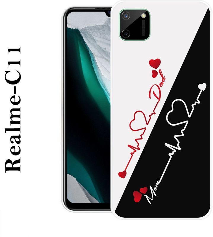 SUPERCASE Back Cover for Realme C11  (Black, White, Grip Case, Silicon)
