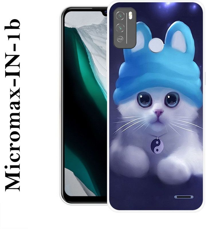 INDIALAND Back Cover for Micromax in 1b  (Blue, White, Silicon)
